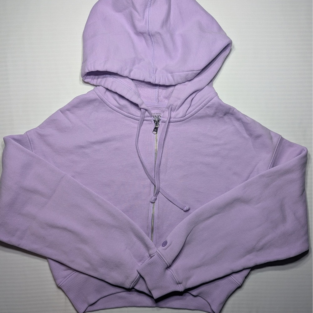 Gilly Hicks Cropped Hoodie Womens Small Purple Zip Up Y2K Minimalist